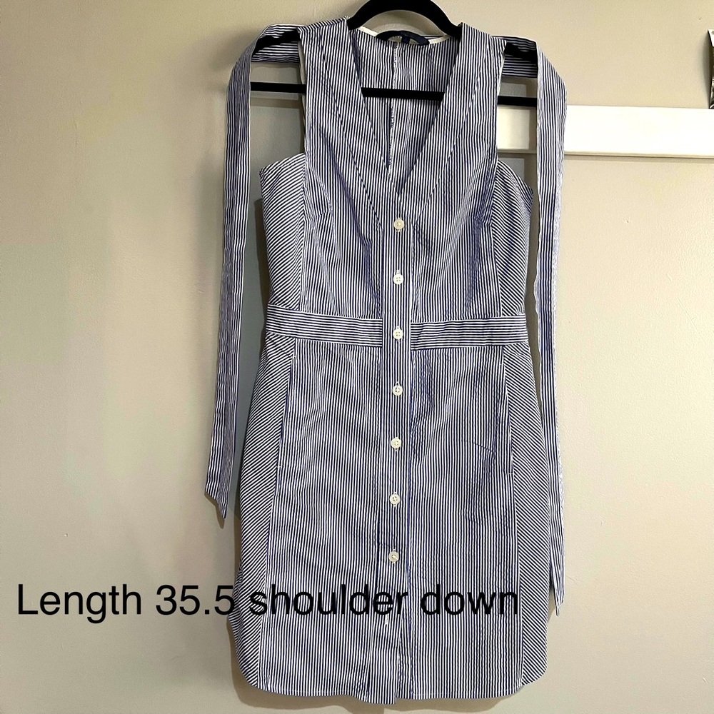 Pre-Owned Rachel Roy Women’s Belted Stripped Sleeveless V-Neck Mini Dress sz 6